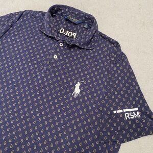 Polo Golf Ralph Lauren Shirt Mens Large Blue Mini Paisley Pony PGA RSM